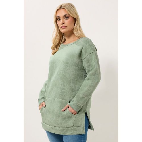 Sweatshirt Vert Clair À Poches Et Motif Abstrait Size 44 - Yours - Modalova
