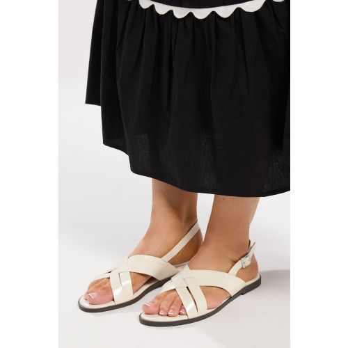 Sandales Blanches En Similicuir À Brides Croisées, Coupe Large Esize 39E - Yours - Modalova