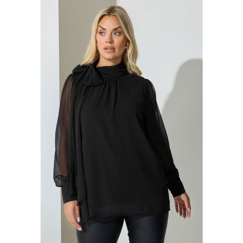 Blouse Noire À Col Papillon Curve Size 42 - Yours London - Modalova