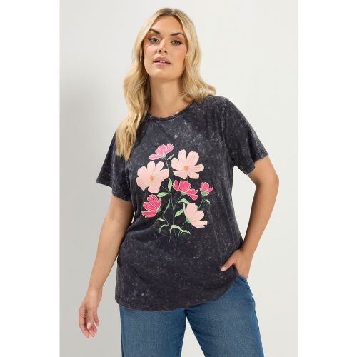 Tshirt Gris Délavé À Fleurs Size 44 - Yours - Modalova