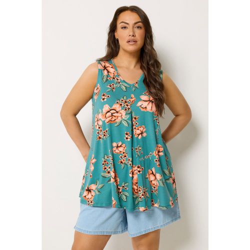 Débardeur Plissé Bleu À Fleurs Size 42 - Yours - Modalova