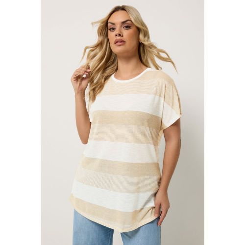 Top Trapèze Marron Naturel Et Doré À Rayures Scintillantes Size 58-60 - Yours - Modalova