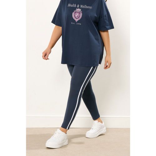 Active Legging Bleu Marine À Rayures Latérales Size 44 - Yours - Modalova