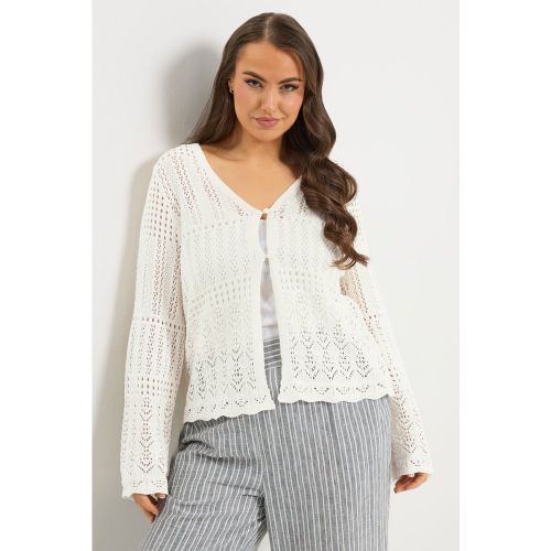 Cardigan En Maille Pointelle Ivoire Size 50-52 - Yours - Modalova