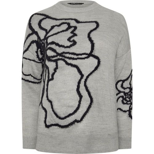 Pull En Maille Gris Chiné À Fleurs Size 50-52 - Yours - Modalova