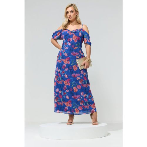 Robe Bleue À Fleurs Et Épaules Dénudées Size 48 - Yours London - Modalova