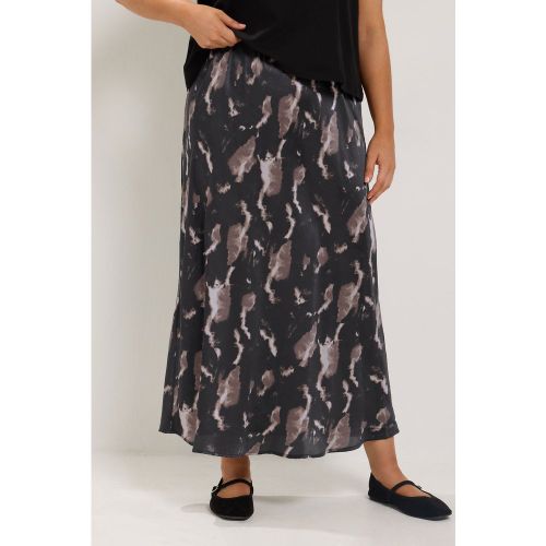 Jupe En Satin Noir Effet Marbré Size 48 - Yours - Modalova