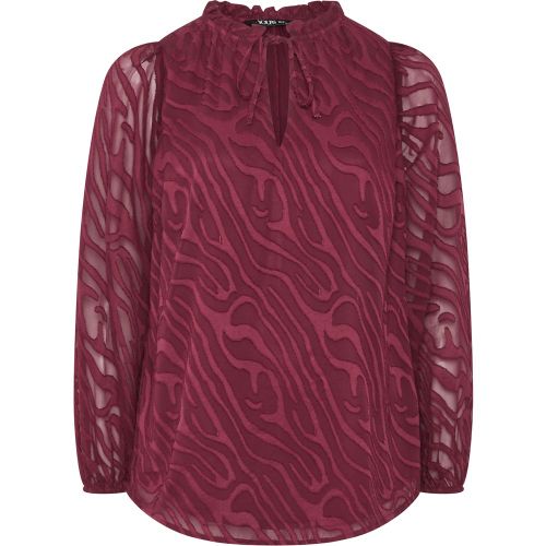Blouse Rouge Texturée À Motif Abstrait Avec Col Volanté Size 42 - Yours - Modalova