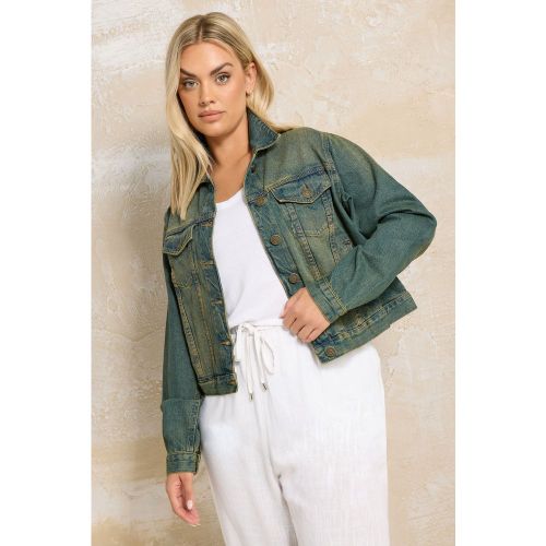 Veste En Jean Croppée Bleue Délavée À Poches Size 46 - Yours - Modalova