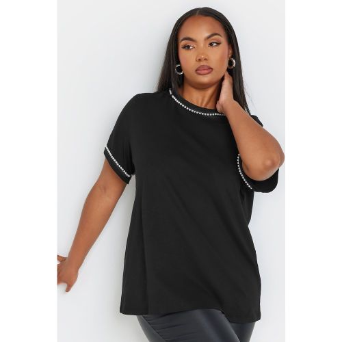 Tshirt Noir Bordures En Perles Size 44 - Yours - Modalova