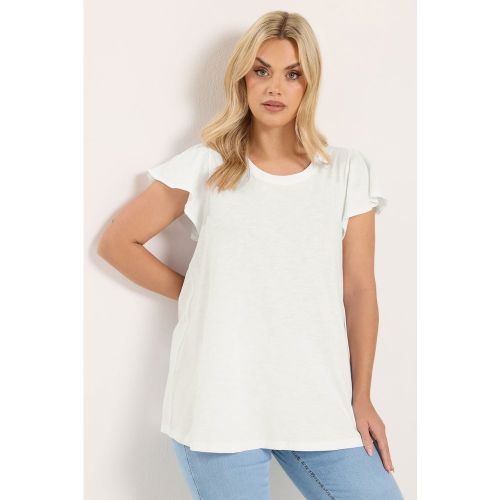 Tshirt Blanc À Manches Courtes À Volants Size 58-60 - Yours - Modalova