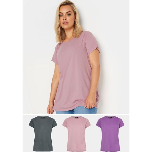Pack Curve Pink & Grey Core Tshirts, Grande Taille & Courbes - Yours - Modalova
