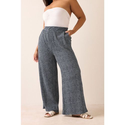Pantalon Noir Wide Leg Plissé Petits Carreaux Size 42 - Yours - Modalova