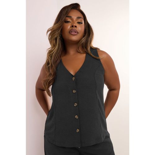 Top Fluide Noir Boutonné Sans Manches Size 62-64 - Yours - Modalova