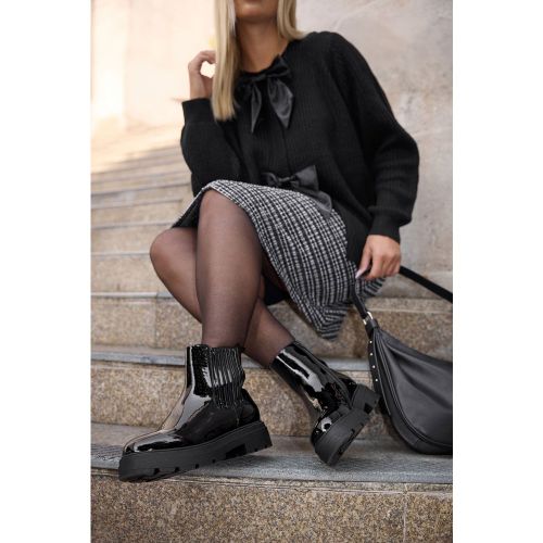 Bottines Chelsea Noires Vernies À Coupe Extra Large Eeesize 40EEE - Yours - Modalova