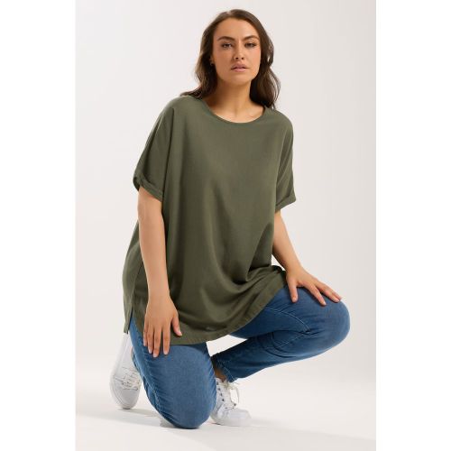 Tshirt Droit En Lin Vert Kaki Size 42 - Yours - Modalova