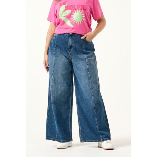Jean Palazzo Large Bleu À Coutures Apparentes Sur Le Devant Size 46 - Yours - Modalova