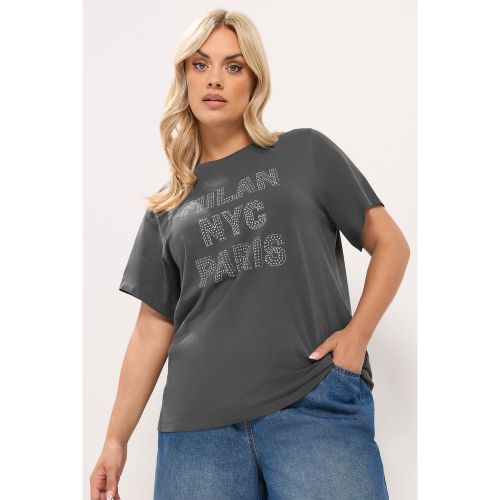Tshirt Gris Clouté « Milan, Nyc & Paris » Size 58-60 - Yours - Modalova
