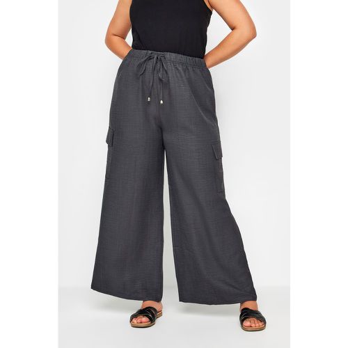 Curve Grey Linen Look Cargo Trousers, Grande Taille & Courbes - Yours - Modalova