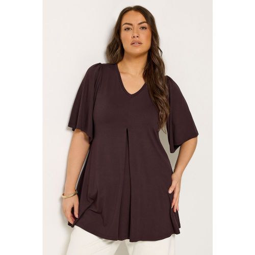 Top Marron Chocolat Plissé Sur Le Devant Size 42 - Yours - Modalova