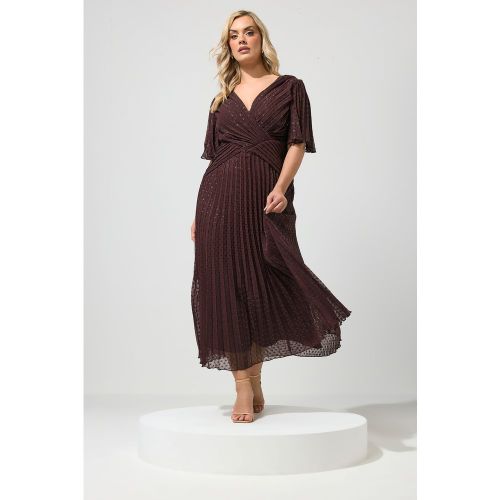 Robe Cachecœur Marron Chocolat Métallisé À Motif Plumetis Size 44 - Yours London - Modalova