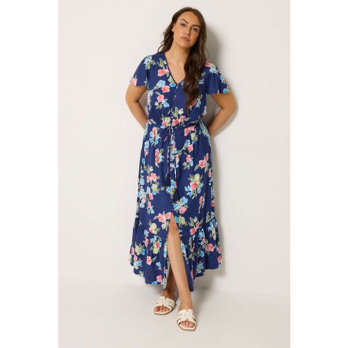 Robe À Manches Bleue À Fleurs Size 42 - Yours - Modalova