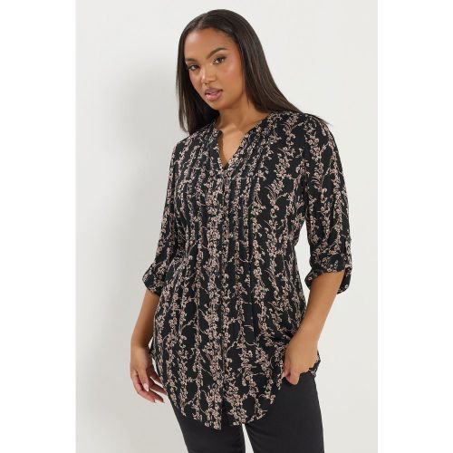 Blouse Noire À Sequins, Motif Floral Et Plis Nervurés Size 42 - Yours - Modalova