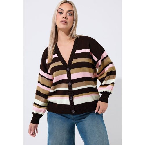 Cardigan Marron Chocolat À Rayures Size 54-56 - Limited Collection - Modalova