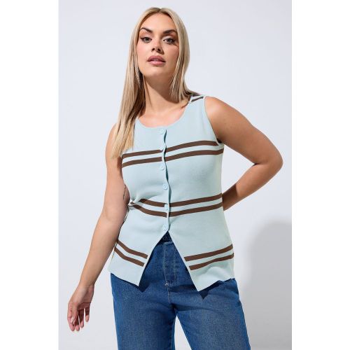 Gilet Sans Manches Bleu Rayé À Ourlet Évasé Size 50-52 - Limited Collection - Modalova