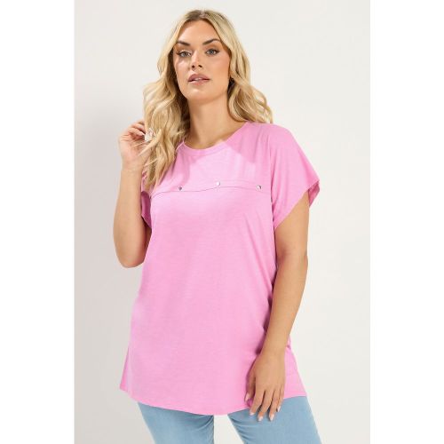 Tshirt Rose À Mancherons Orné De Clous Size 44 - Yours - Modalova