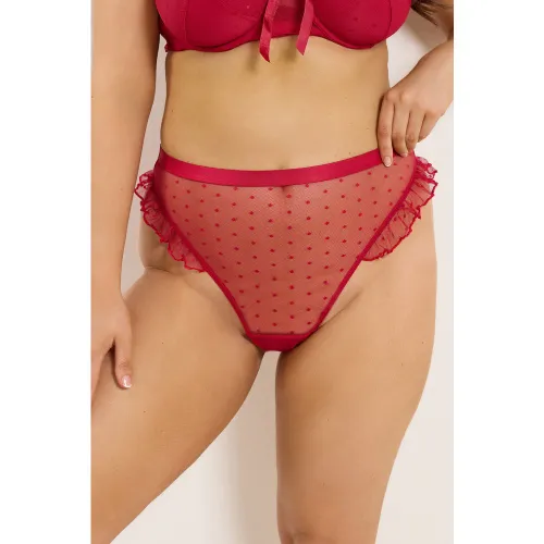 Curve String Brodé En Maille Rouge Size 62-64 - Yours - Modalova