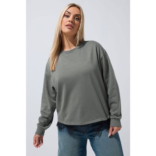 Tshirt À Manches Longues Gris Avec Ourlet En Dentelle Size 48 - Limited Collection - Modalova