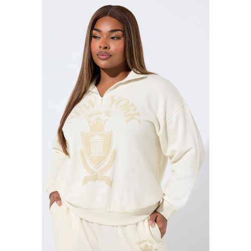 Sweatshirt Curve « New York » À Fermeture Éclair Quart De Tour Size 48 - Limited Collection - Modalova