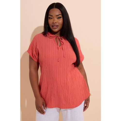 Top Corail Texturé Volanté Plissé Size 44 - Yours - Modalova