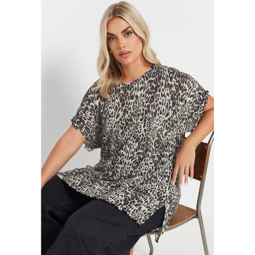 Tshirt Léopard Beige Ample En Manches Courtes Size 48 - Yours - Modalova