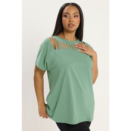 Yours Top À Découpes Vert Size 44 - Yours - Modalova