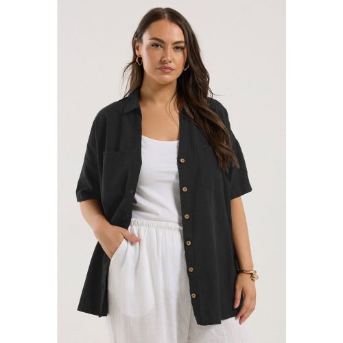 Chemisier Noir Ample En Lin Size 46 - Yours - Modalova