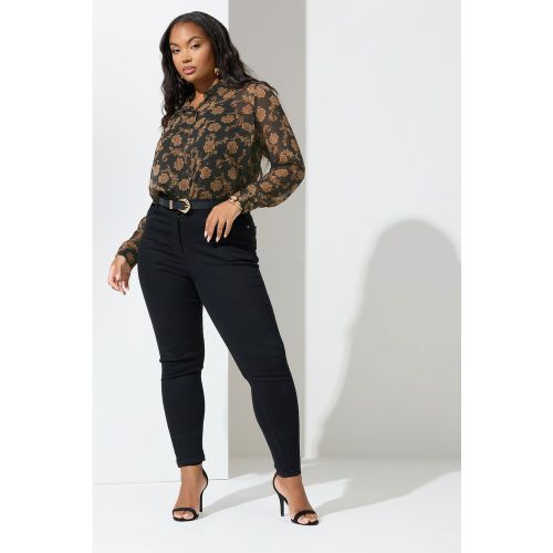 Chemise En Mousseline À Fleurs Noire Et Dorée Size 48 - Yours London - Modalova