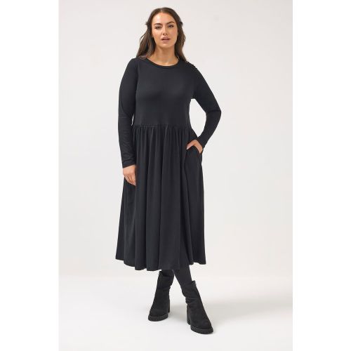 Robe Longue Froncée Noire Size 46 - Yours - Modalova