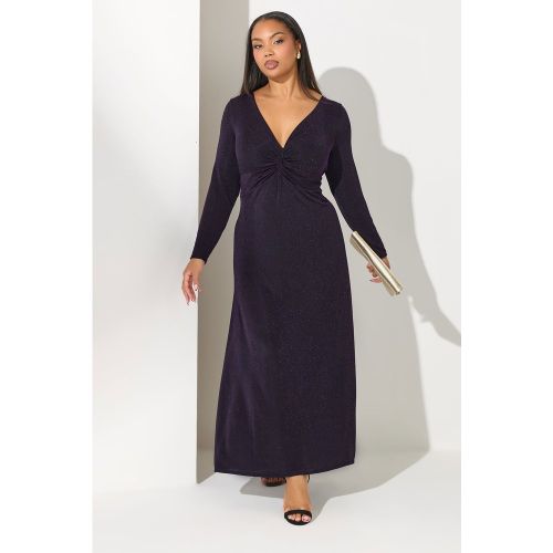 Robe Nouée Devant Violette Effet Métallisé Size 42 - Yours London - Modalova