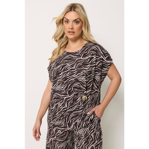 Haut Marron À Imprimé Zèbre Avec Effet Froissé Et Mancherons Size 42 - Yours - Modalova
