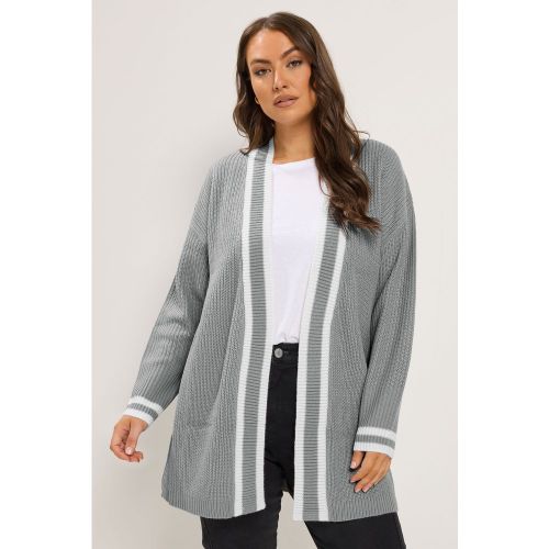 Cardigan Gris À Bord Contrastant Size 54-56 - Yours - Modalova
