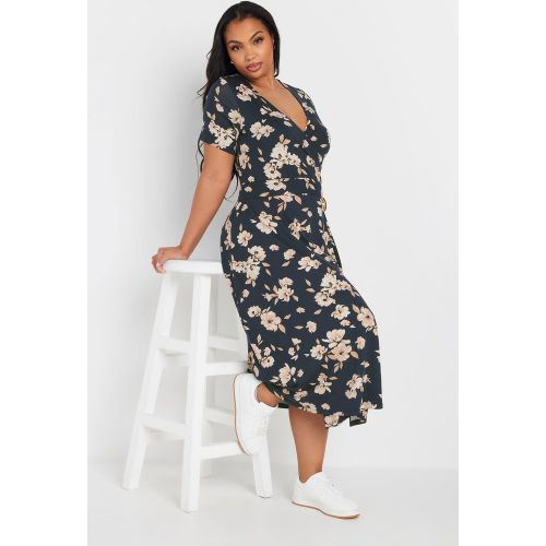 Robe Midi Bleue Marine Floral En Cachecoeur Size 50-52 - Yours - Modalova