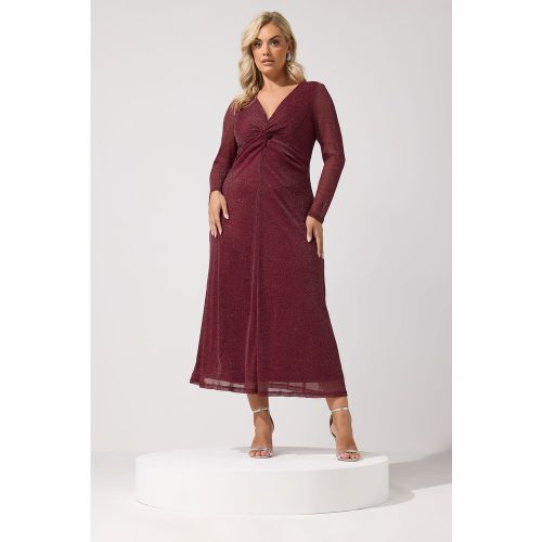 Robe Longue Rouge Effet Métallisé Avec Nœud Size 44 - Yours London - Modalova