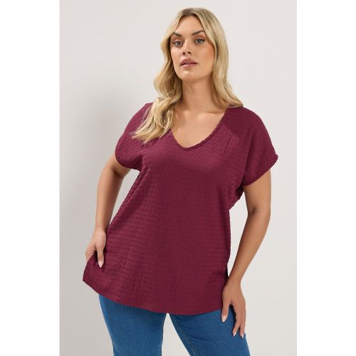 Tshirt Texturé Assorti Rouge À Col En V Size 42 - Yours - Modalova