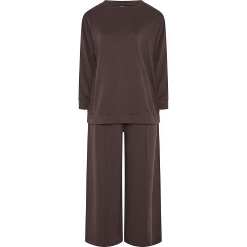 Ensemble Marron Sweatshirt À Épaules Dénudées Et Pantalon De Jogging Large Size Short > 46-48 - Yours - Modalova