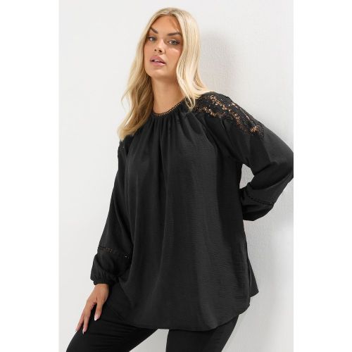 Blouse Noire À Empiècements En Dentelle Size 42 - Yours - Modalova
