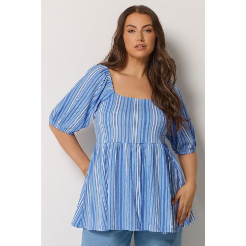 Top Péplum À Rayures Bleues Size 54-56 - Yours - Modalova