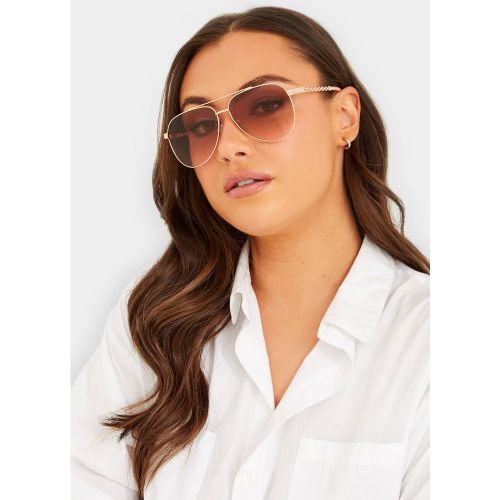 Lunettes De Soleil Dorées Aviateur Chaînes Size One Size - Yours - Modalova