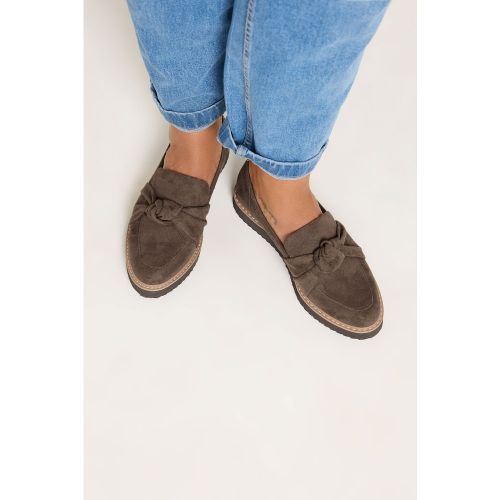 Mocassins À Nœud En Imitation Daim Marron Chocolat, Coupe Large Esize 43E - Yours - Modalova